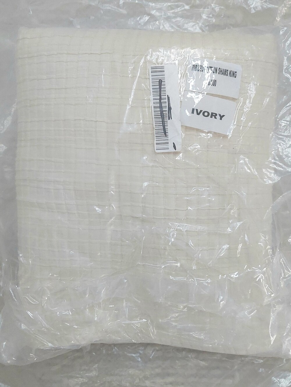 NWOT! Quince Organic Cotton Set Of 2 Ivory Ribbed Shams! King (M33) - Picture 9 of 10